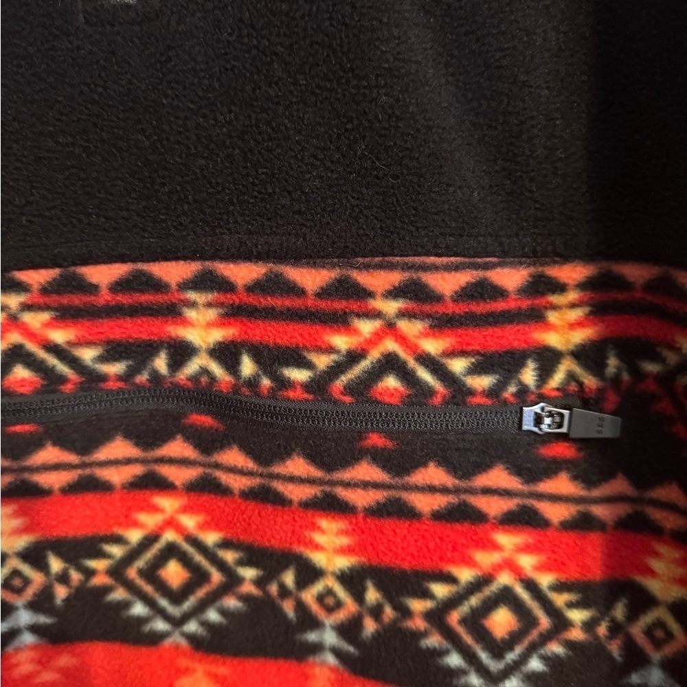 Super Massive Outdoor Aztec Black and Red Patterned Fleece Pullover Sweater - Picture 5 of 10